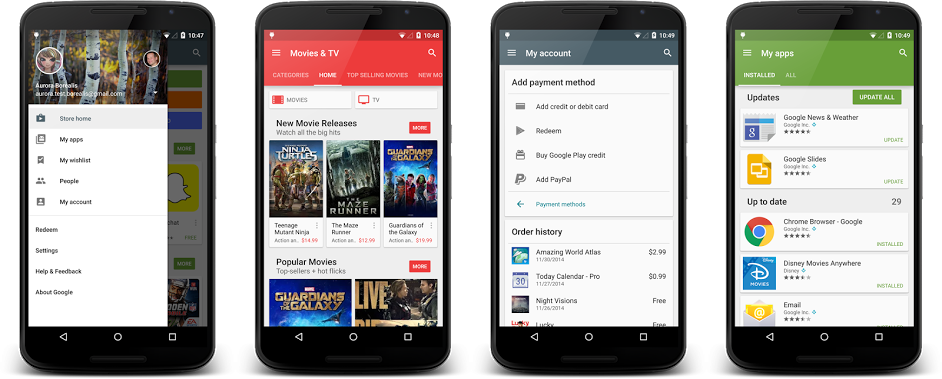 Google Play Store update 5.1.11 adds a My Account page with full order history