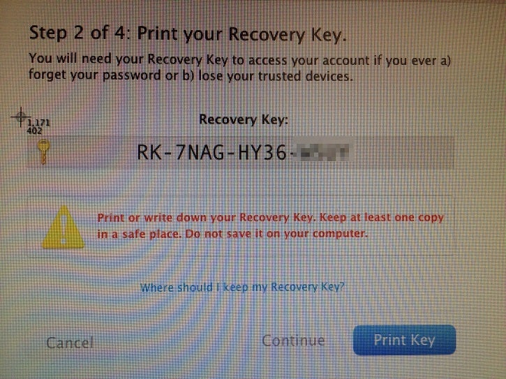 It seems low-tech to save a printout, or take a picture of something like a recovery key, but it is the only way to undo a security lock on an Apple ID - Did you set up two-factor authentication for your Apple ID? Do not lose that recovery key (plus how to replace it)