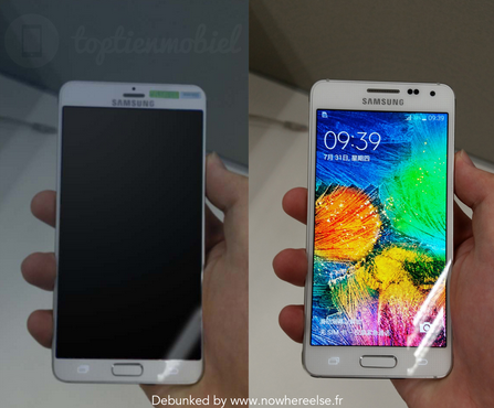 Alleged leak of the Samsung Galaxy S6 (L) turns out to be a photoshopped version of the Samsung Galaxy Alpha - Samsung Galaxy S6 leak turns out to be fake