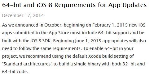 Apple reminds developers about 64-bit support for new and updated apps - Apple tells developers that existing app updates will need to be 64-bit by June 1st