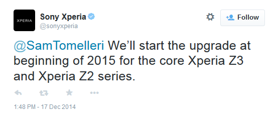 The Sony Xperia Z3 and Xperia Z2 series will be updated to Lollipop early in 2015 - Sony Xperia Z3 and Xperia Z2 series to receive Android 5.0 at the beginning of next year