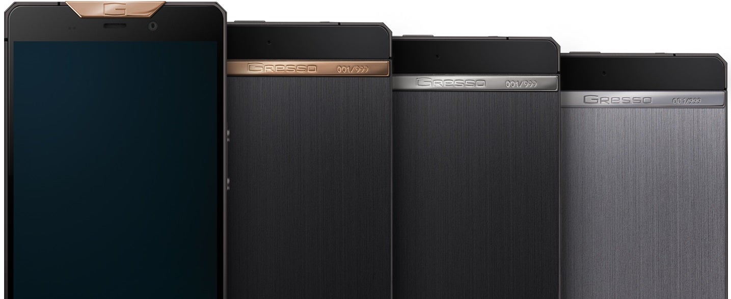 The Gresso Regal Black is a handsome titanium & gold luxury smartphone