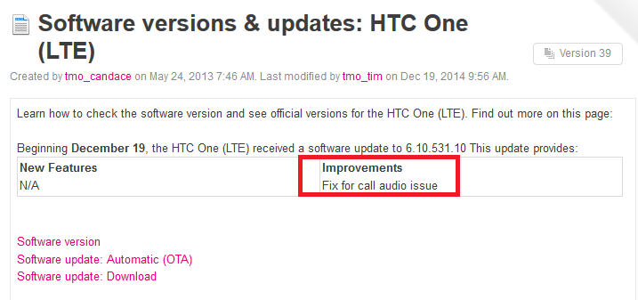 Information about the update being sent out to T-Mobile subscribers with the HTC One (M7) - T-Mobile sends out an update for the HTC One (M7); no, it is not Android 5.0