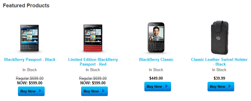 Some of the products BlackBerry has on sale through December 30 - BlackBerry puts its big guns on sale (Passport and Z30) through December 30th