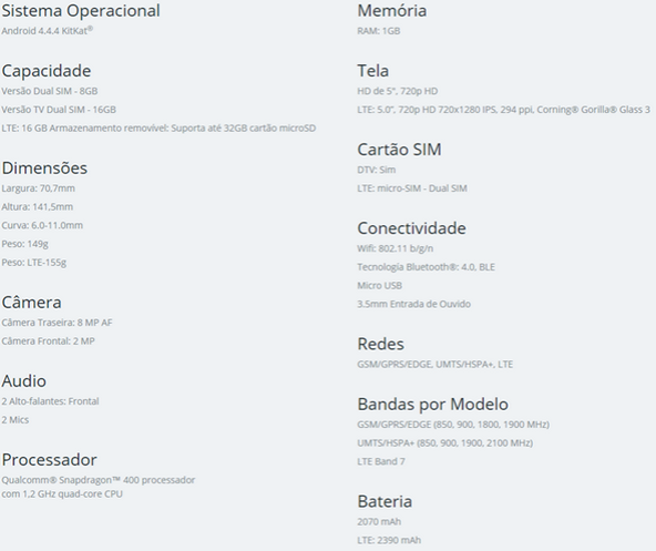 Motorola&#039;s Brazilian site reveals the specs for the LTE enabled second-generation Motorola Moto G - Motorola&#039;s Brazilian site reveals LTE powered second generation Motorola Moto G