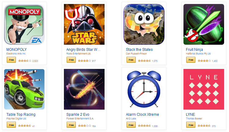 Some of the free apps available from the Amazon Appstore - Amazon Appstore offering $110 worth of apps for free until Friday