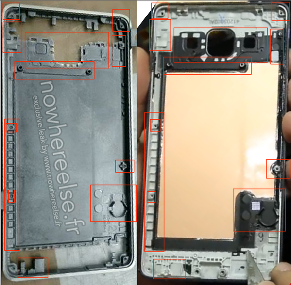 Leaked chassis (right) compared with later Galaxy A5 prototype (right) - Samsung Galaxy S6&#039;s metal chassis apparently leaked (oops, false alarm)