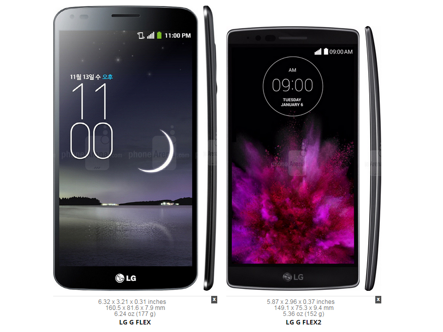 LG G Flex (left) vs LG G Flex 2 (right) - LG G Flex 2 specs review