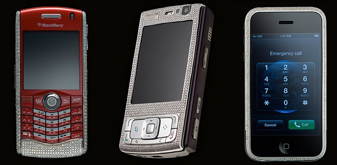 Left to right - BlackBerry Pearl, Nokia N95, iPhone - Guide for the filthy rich