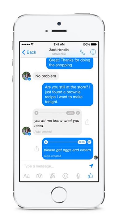 Facebook Messenger conducting small sample testing of voice-to-text feature