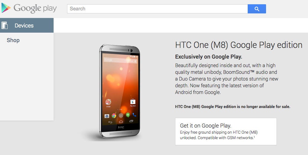 Google Play Edition devices go extinct: the HTC One (M8) GPE is no longer available