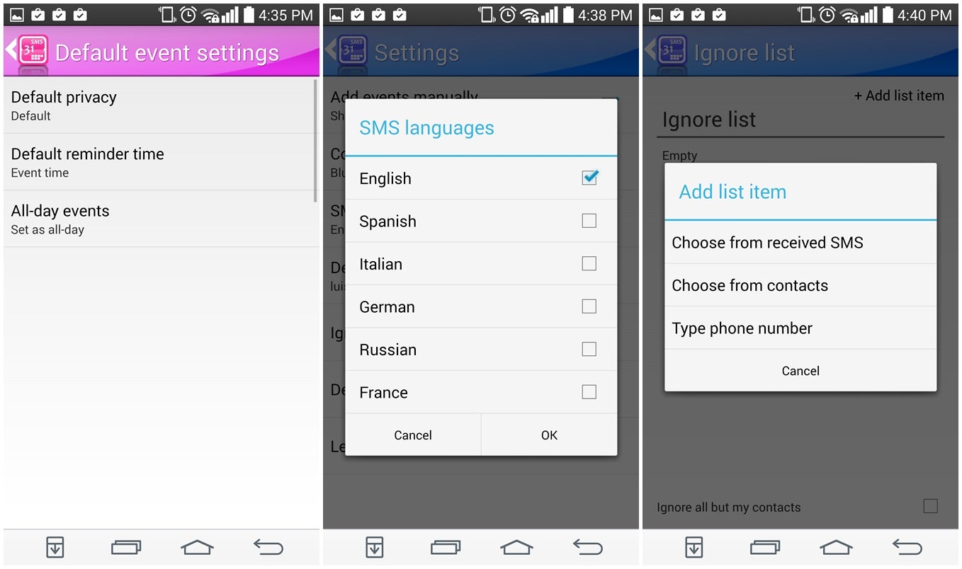 How to make Android automatically create calendar events from your incoming SMS messages