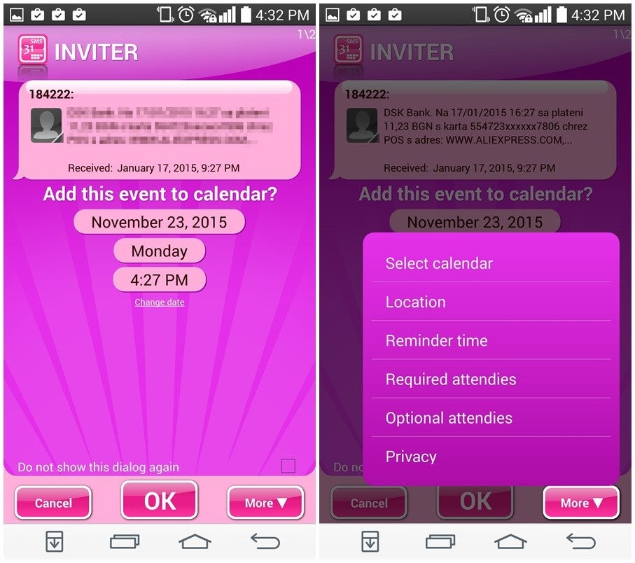 How to make Android automatically create calendar events from your incoming SMS messages