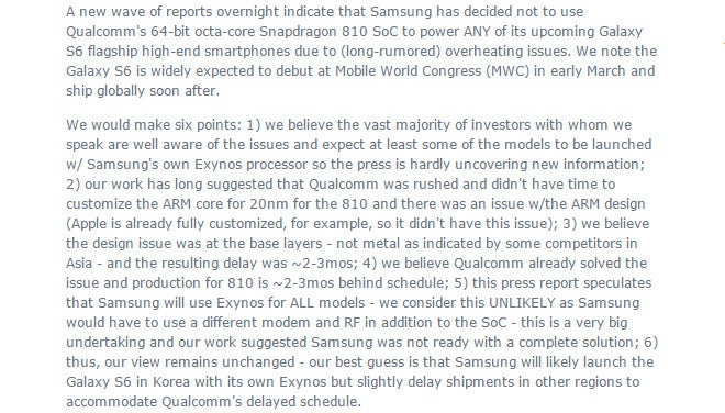 Timothy Arcuri, Cowen - Analysts say Samsung can&#039;t ditch Snapdragon so fast