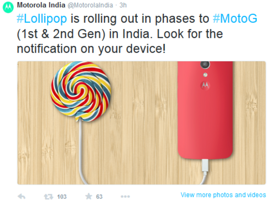 Both generations of the Motorola Moto G are receiving the Android 5.0 update in India - Both generations of the Motorola Moto G get Android 5.0 update in India