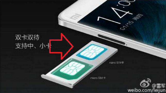 Dual SIM slot on Xiaomi Mi Note accepts both micro and nano SIM cards - Xiaomi planning a marketing assault on Apple iPhone users?