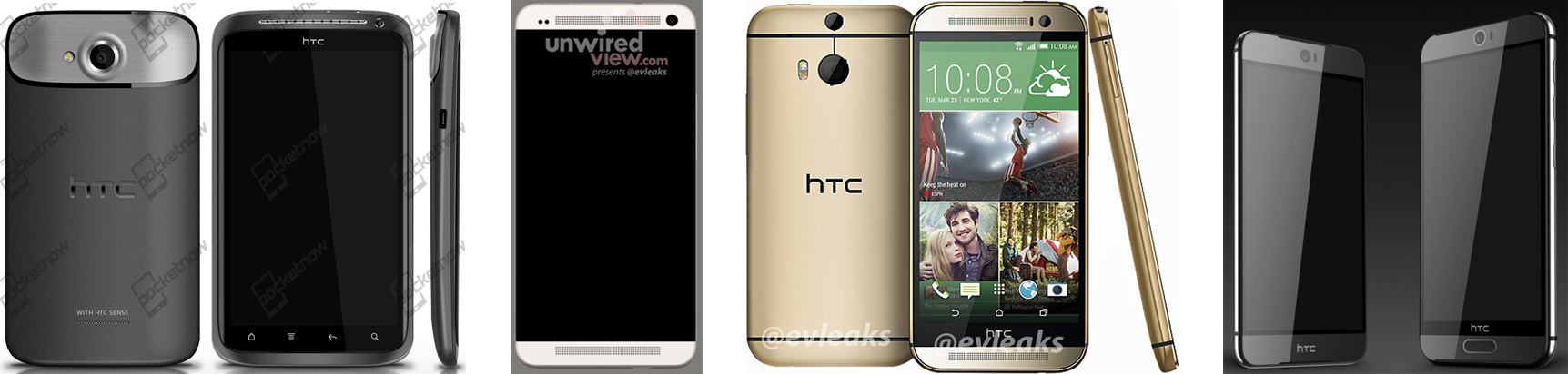Alleged HTC One (M9) and One (M9) Plus, pictured on the right - Alleged HTC One (M9) and M9 Plus renders leaked: sleeker design, large front camera, fingerprint scanner included