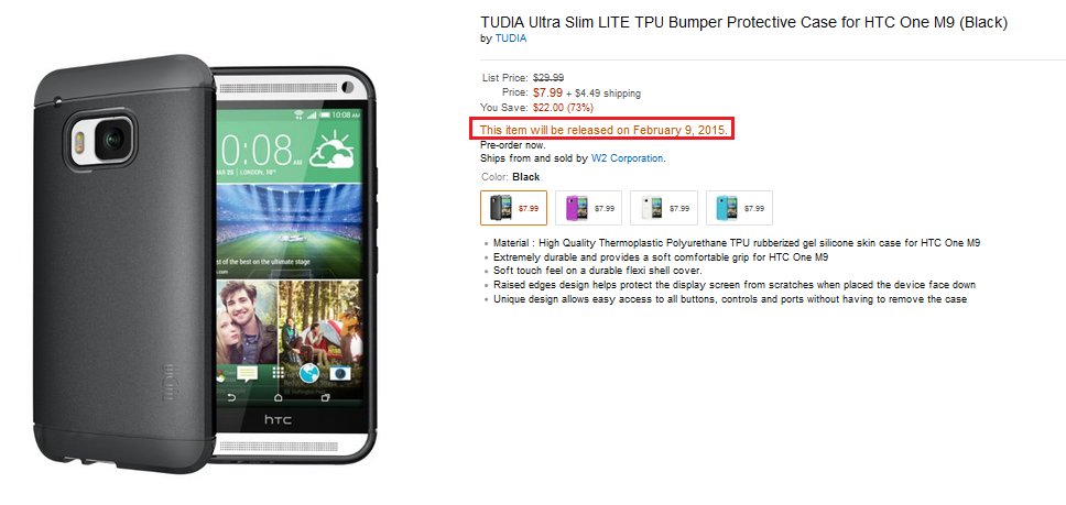 Did Amazon reveal the design of the HTC One (M9) by listing this case? - HTC One (M9) case listed on Amazon might have leaked the real design of the phone