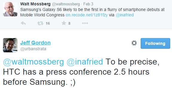 HTC One (M9) will be announced two hours before Samsung Galaxy S6 and S Edge
