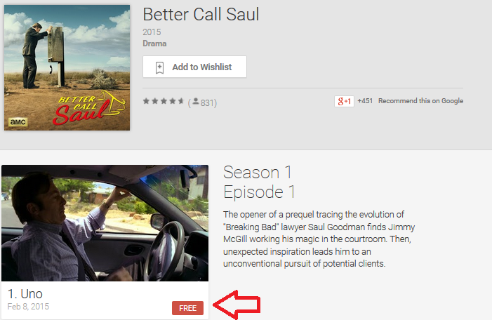 The first episode of Better Call Saul can be viewed for free from the Google Play Store - Didn't catch the Better Call Saul premiere? Watch it for free from the Google Play Store