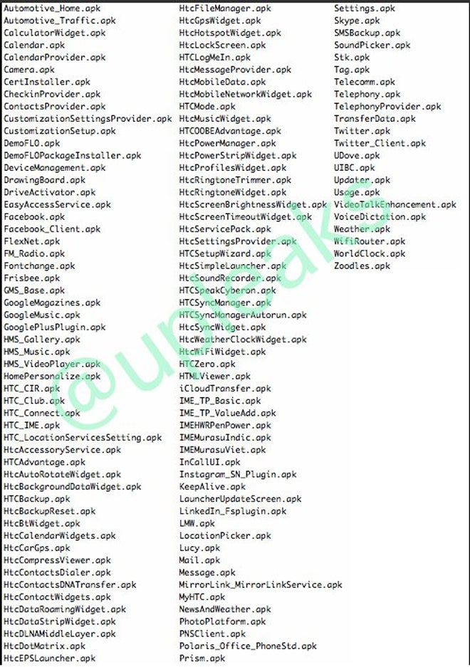 HTC One M9 app list leaks out, hinting at the Sense 7 interface changes