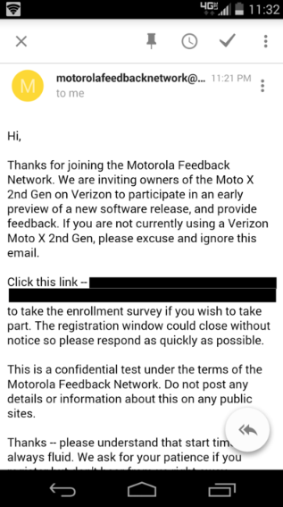 Soak Test invites go out to those with the Verizon branded second generation Motorola Moto X - Second generation Motorola Moto X Soak Test invitations go out to Verizon customers (UPDATE: AT&amp;T, too)