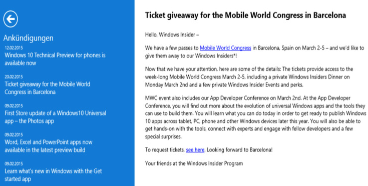 Microsoft will pay for some lucky Windows Insider program subscribers to attend MWC - Microsoft to give away MWC passes to certain Windows Insider program subscribers