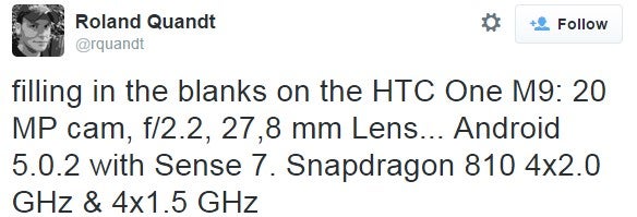 More tiny details about the HTC One M9 tipped: camera aperture, CPU clock speed