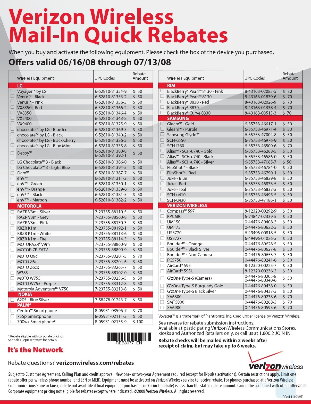 Verizon&#039;s new rebate form points to new devices