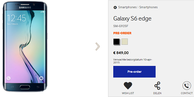 Samsung puts the Galaxy S6 on preorder in Europe, S6 edge priced 20% higher