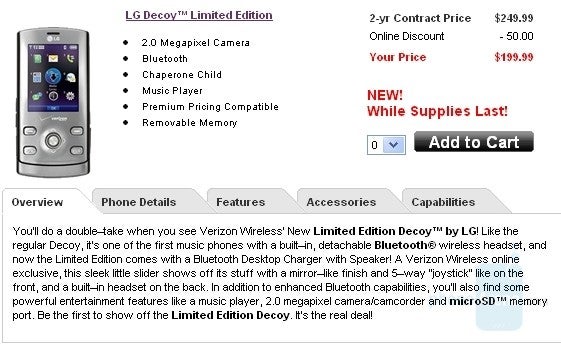 Limited Edition LG Decoy coming soon to Verizon