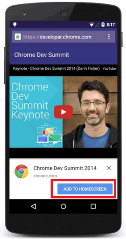 Chrome for Android banner makes it easier to add a web app to your home screen