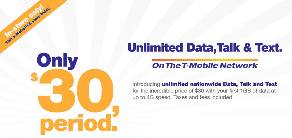 MetroPCS is offering unlimited talk, text and data for $30 a month with a major catch - $30 Unlimited Data plan offered by MetroPCS comes with a major catch