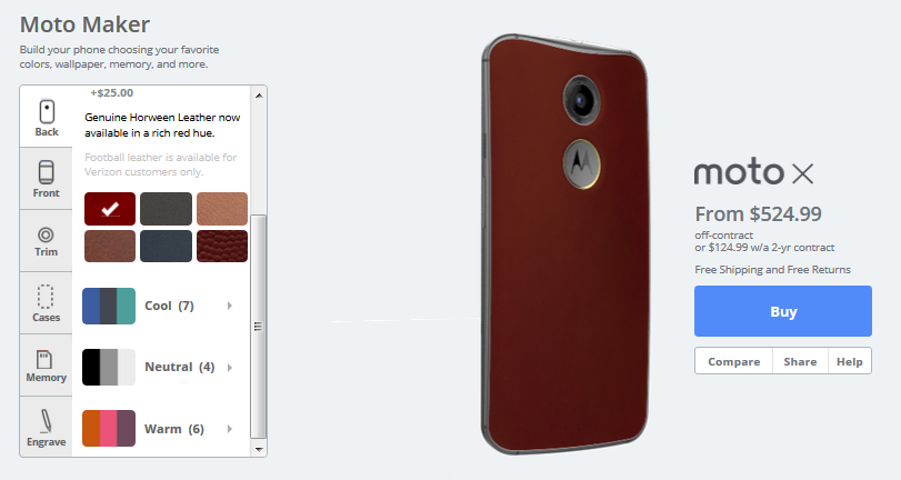 Check out the Motorola Moto X in red leather - Second-generation Motorola Moto X available in red leather