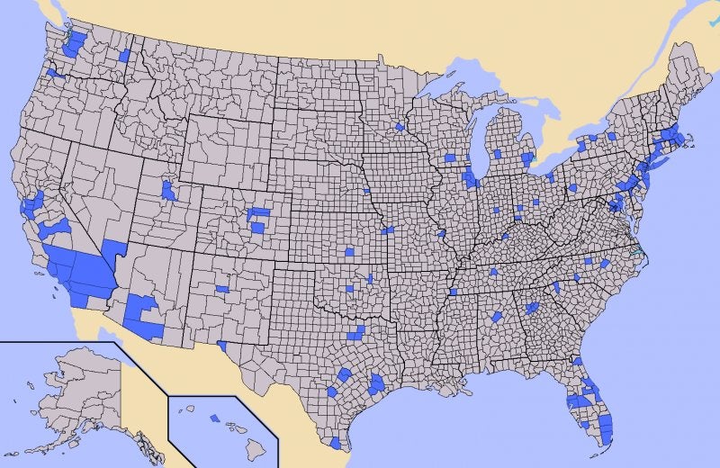 Our service covers 50% of Americans! Sounds good until you see the map right? (image from Business Insider) - Carrier coverage claims: What does covering “X-percentage” of Americans really mean?