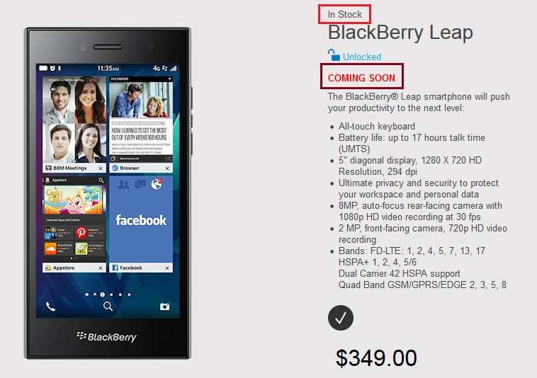 The BlackBerry Leap cannot be pre-ordered in Canada - BlackBerry Leap can be pre-ordered in U.S., U.K. and Germany, but not Canada