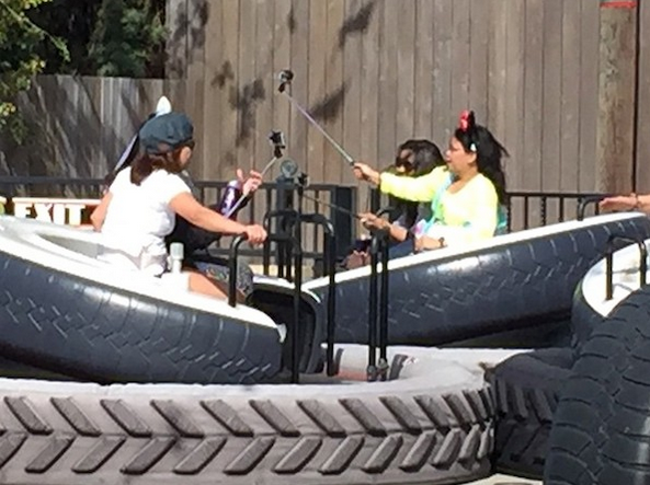 Selfie sticks used at Disneyland on Luigi&#039;s Flying Tires ride - Disney bans selfie sticks from rides and attractions at its parks