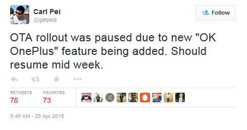 OnePlus co-founder Carl Pei explains why the Cyanogen 12 update has been halted - Cyanogen 12 update for OnePlus One stopped to add one feature