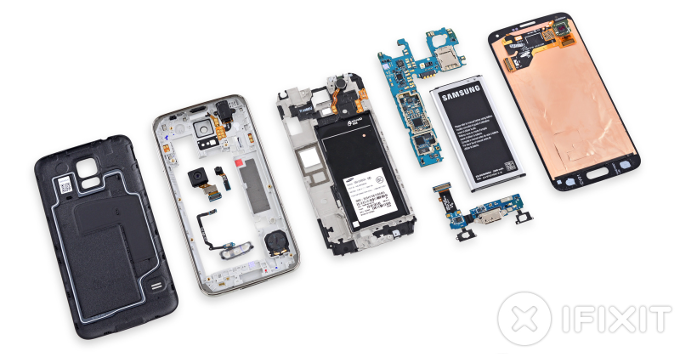 Samsung Galaxy S5 replacement parts (display, touchscreen, battery, home button, ribbons) and where to get them
