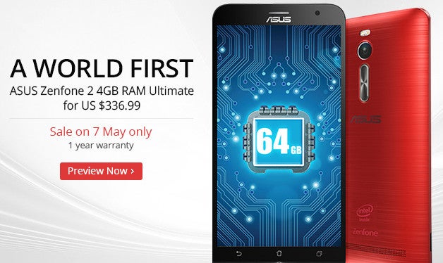 Flash sale: Zenfone 2 with 4 GB RAM and 64 GB storage to be priced $337 for a day