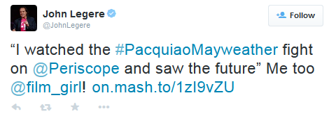 John Legere admits to watching the fight on Periscope - Periscope gave many fight fans a free look at the Mayweather-Pacquiao bout