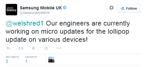 Samsung to send out micro-updates to fix bugs caused by the Android 5.0 update - Samsung says it is working on micro-updates to fix minor bugs on various models updated to Lollipop