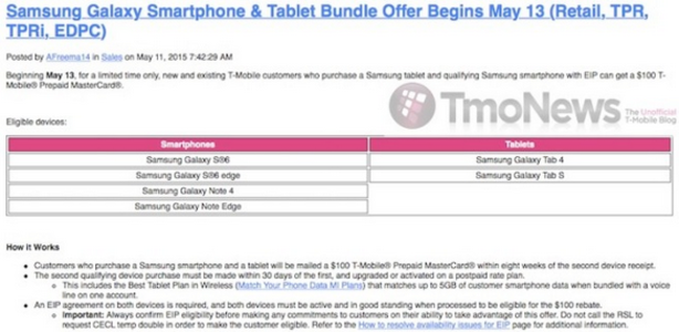 Leaked internal memo reveals T-Mobile's Samsung Galaxy phone and Tablet deal - Internal T-Mobile memo leaks special promotion for Samsung Galaxy devices starting May 13th