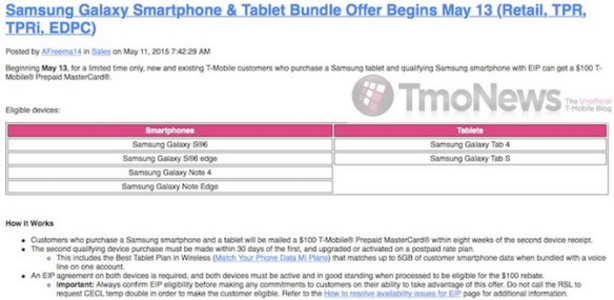 Leaked internal memo reveals T-Mobile&#039;s Samsung Galaxy phone and Tablet deal - Internal T-Mobile memo leaks special promotion for Samsung Galaxy devices starting May 13th