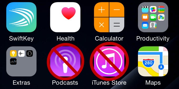 How to hide the icons of the Podcasts and iTunes Store apps on your iPhone or iPad