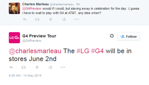 The LG G4 is tipped to launch June 2nd at T-Mobile - LG G4 to arrive at T-Mobile on June 2nd?