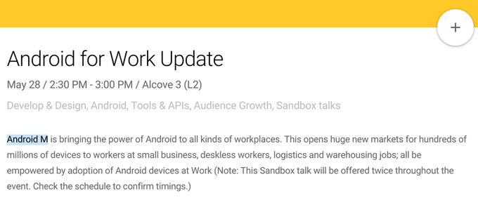 Android M being referenced in the Google I/O schedule of events - Android M rumors, features, release date, and all we know so far