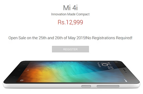 Xiaomi Mi 4i goes on open sale in India starting on Monday - Flipkart to host open sale of Xiaomi Mi 4i on May 25th and 26th