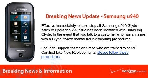UPDATED: Verizon pulls the Samsung Glyde from the shelves?