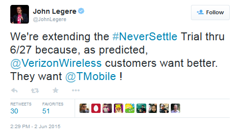 T-Mobile extends its trial for Verizon customers through June 27th - T-Mobile extends its &quot;Never Settle&quot; trial for Verizon customers through June 27th